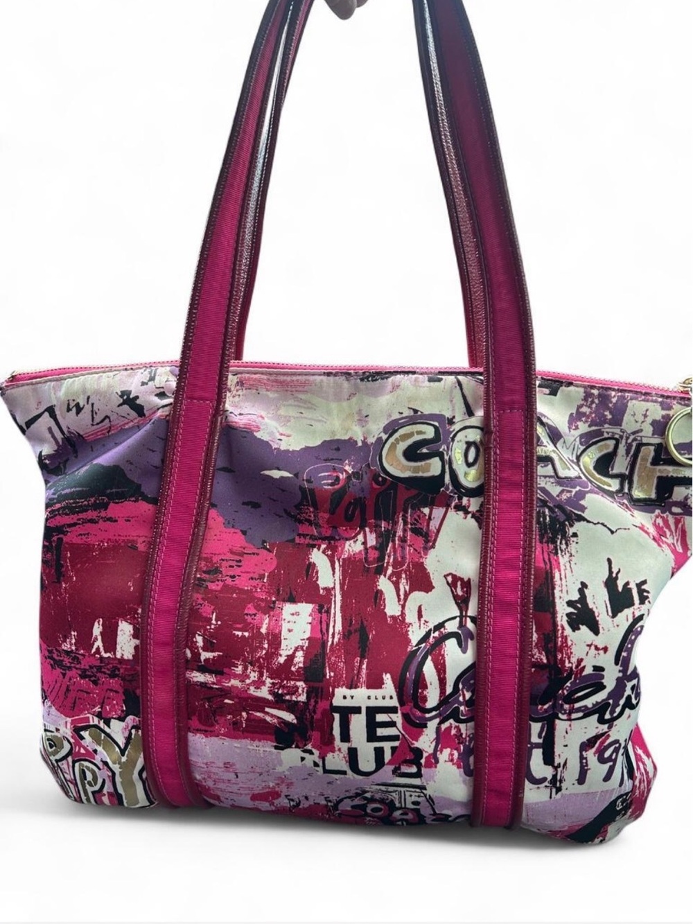 Y2K Coach PINK GRAFFITI GLAM Tote Bag Purse 14987 - Picture 2 of 6